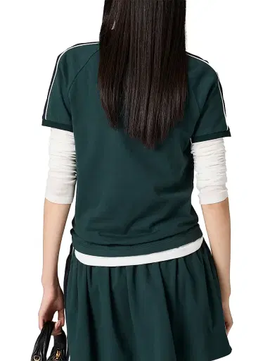 Miu Miu Women's Cotton Jersey Polo Shirt - Green | Thumbnail 4 Miu Miu Women's Cotton Jersey Polo Shirt - Green | Thumbnail 4