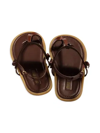 Miu Miu Women's Leather Thong Sandals - Brown | Thumbnail 2 Miu Miu Women's Leather Thong Sandals - Brown | Thumbnail 2