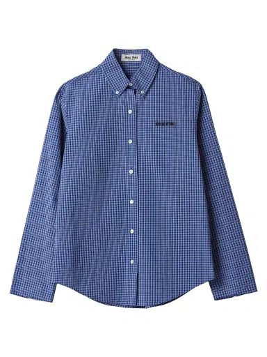 Miu Miu Women's Checked Shirt - Blue - Size 8 | Thumbnail 1 Miu Miu Women's Checked Shirt - Blue - Size 8 | Thumbnail 1