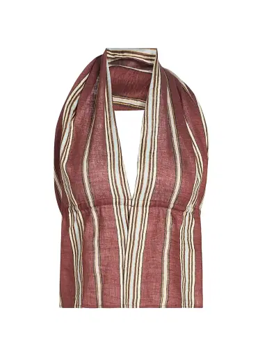 A.L.C. Women's Kaia Striped Linen-Blend Halterneck Top - Brunette Multi | Thumbnail 1 A.L.C. Women's Kaia Striped Linen-Blend Halterneck Top - Brunette Multi | Thumbnail 1