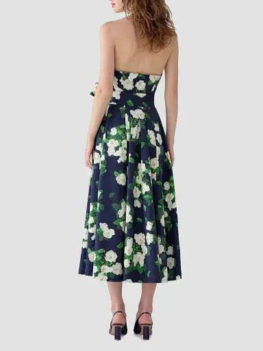 Carolina Herrera Women's Cabana Floral Halterneck Button-Front Cotton-Blend Midi-Dress - Midnight Multi | Thumbnail 4 Carolina Herrera Women's Cabana Floral Halterneck Button-Front Cotton-Blend Midi-Dress - Midnight Multi | Thumbnail 4