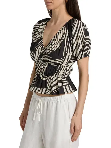 Rails Women's Argenta Printed Cotton Peplum Top - Onyx Waves | Thumbnail 4 Rails Women's Argenta Printed Cotton Peplum Top - Onyx Waves | Thumbnail 4