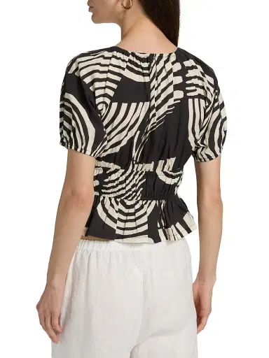 Rails Women's Argenta Printed Cotton Peplum Top - Onyx Waves | Thumbnail 5 Rails Women's Argenta Printed Cotton Peplum Top - Onyx Waves | Thumbnail 5