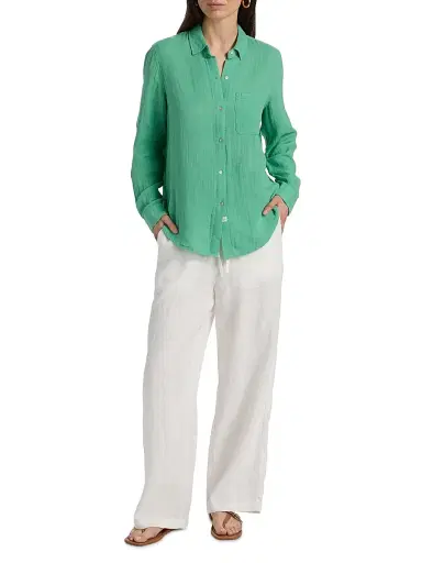 Rails Women's Ellis Crinkled Cotton Shirt - Clover | Thumbnail 2 Rails Women's Ellis Crinkled Cotton Shirt - Clover | Thumbnail 2
