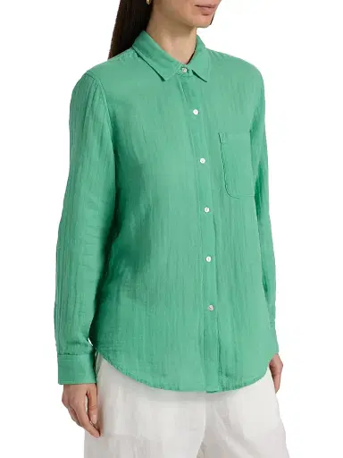 Rails Women's Ellis Crinkled Cotton Shirt - Clover | Thumbnail 4 Rails Women's Ellis Crinkled Cotton Shirt - Clover | Thumbnail 4