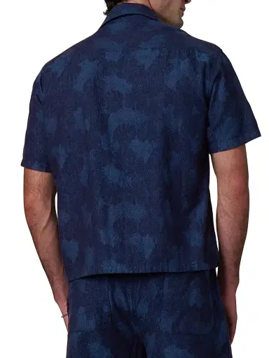 Joe's Jeans Men's Cabana Printed Cotton-Linen Camp Shirt - Dark Indigo | Thumbnail 5 Joe's Jeans Men's Cabana Printed Cotton-Linen Camp Shirt - Dark Indigo | Thumbnail 5