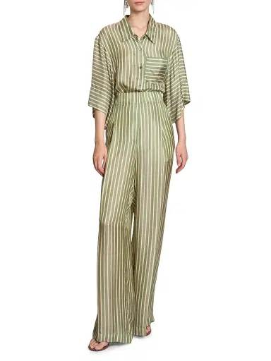 Dries Van Noten Women's Pila Striped Pleated Wide-Leg Pants | Thumbnail 2 Dries Van Noten Women's Pila Striped Pleated Wide-Leg Pants | Thumbnail 2