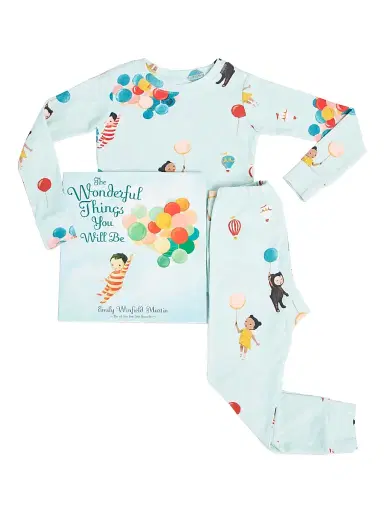 Books To Bed Little Kid's 3-Piece Printed Cotton Pajama & Book Set - Light Green - Size 6 | Thumbnail 1 Books To Bed Little Kid's 3-Piece Printed Cotton Pajama & Book Set - Light Green - Size 6 | Thumbnail 1