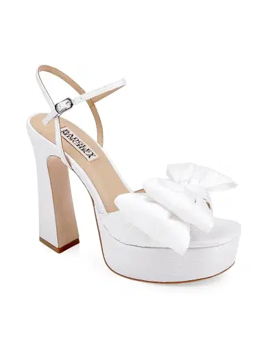 BADGLEY MISCHKA Women's Oliva 85MM Silk Bow Sandals - White Silk - Size 10 | Thumbnail 2 BADGLEY MISCHKA Women's Oliva 85MM Silk Bow Sandals - White Silk - Size 10 | Thumbnail 2