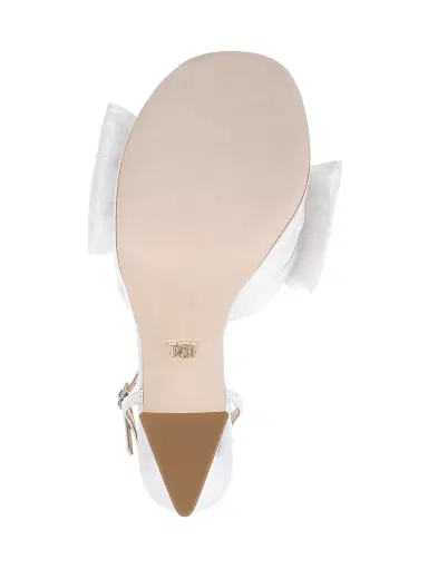 BADGLEY MISCHKA Women's Oliva 85MM Silk Bow Sandals - White Silk - Size 10 | Thumbnail 6 BADGLEY MISCHKA Women's Oliva 85MM Silk Bow Sandals - White Silk - Size 10 | Thumbnail 6