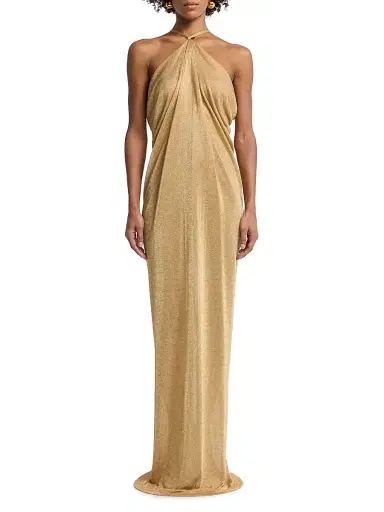 Alberta Ferretti Women's Metallic Halter Gown | Thumbnail 2 Alberta Ferretti Women's Metallic Halter Gown | Thumbnail 2