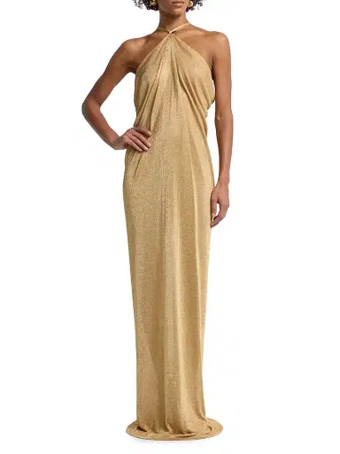 Alberta Ferretti Women's Metallic Halter Gown | Thumbnail 3 Alberta Ferretti Women's Metallic Halter Gown | Thumbnail 3