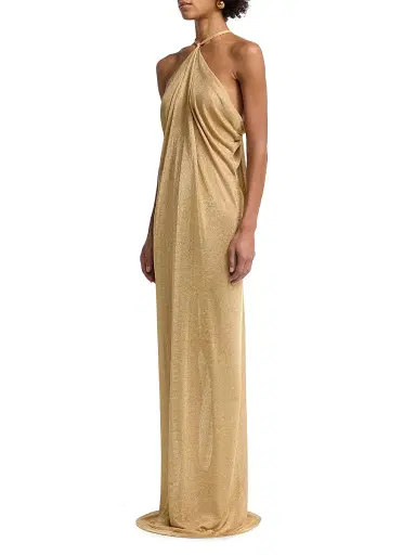 Alberta Ferretti Women's Metallic Halter Gown | Thumbnail 4 Alberta Ferretti Women's Metallic Halter Gown | Thumbnail 4
