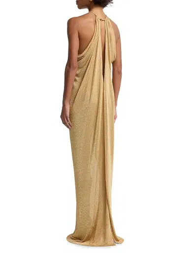 Alberta Ferretti Women's Metallic Halter Gown | Thumbnail 5 Alberta Ferretti Women's Metallic Halter Gown | Thumbnail 5