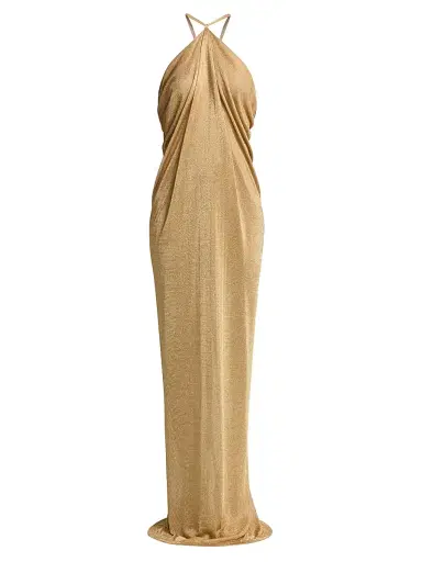 Alberta Ferretti Women's Metallic Halter Gown | Thumbnail 1 Alberta Ferretti Women's Metallic Halter Gown | Thumbnail 1