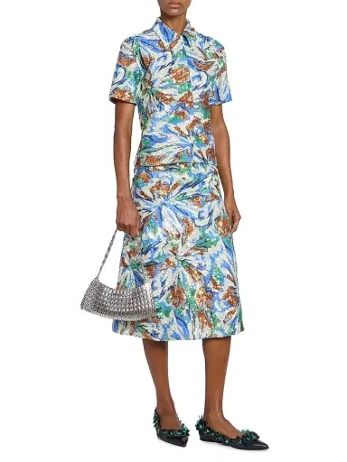 Rabanne Women's Sequined Abstract Floral Shirt - Abstract Flowers Blue Or | Thumbnail 2 Rabanne Women's Sequined Abstract Floral Shirt - Abstract Flowers Blue Or | Thumbnail 2
