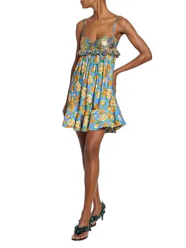 Rabanne Women's Floral Frilled-Bust Minidress | Thumbnail 2 Rabanne Women's Floral Frilled-Bust Minidress | Thumbnail 2