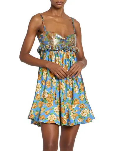 Rabanne Women's Floral Frilled-Bust Minidress | Thumbnail 3 Rabanne Women's Floral Frilled-Bust Minidress | Thumbnail 3