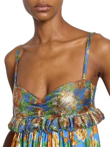 Rabanne Women's Floral Frilled-Bust Minidress | Thumbnail 6 Rabanne Women's Floral Frilled-Bust Minidress | Thumbnail 6