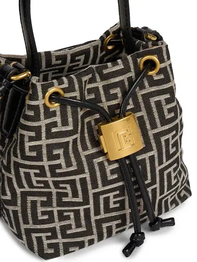 Balmain Women's Pulse Monogram Jacquard Bucket Bag - Ivoire Noir | Thumbnail 6 Balmain Women's Pulse Monogram Jacquard Bucket Bag - Ivoire Noir | Thumbnail 6