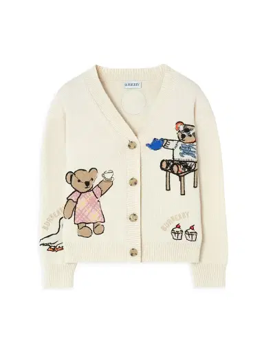 Burberry Little Girl's & Girl's Tea Party Thomas Bear Cardigan - Ivory - Size 8 | Thumbnail 1 Burberry Little Girl's & Girl's Tea Party Thomas Bear Cardigan - Ivory - Size 8 | Thumbnail 1