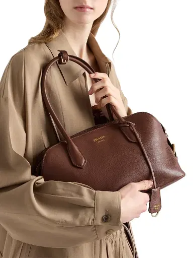 Prada Women's Leather Top Handle Bag - Brown | Thumbnail 3 Prada Women's Leather Top Handle Bag - Brown | Thumbnail 3