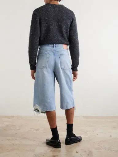 Acne Studios Wide-Leg Distressed Denim Shorts - Men | Thumbnail 4 Acne Studios Wide-Leg Distressed Denim Shorts - Men | Thumbnail 4