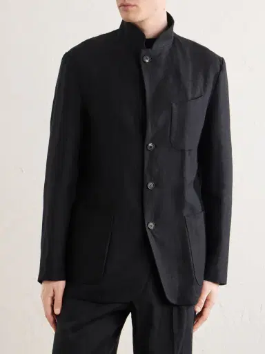 Saman Amel Nehru Linen Jacket - Men | Thumbnail 3 Saman Amel Nehru Linen Jacket - Men | Thumbnail 3
