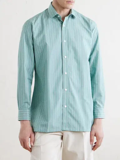 Charvet Striped Cotton-Poplin Shirt - Men | Thumbnail 5 Charvet Striped Cotton-Poplin Shirt - Men | Thumbnail 5