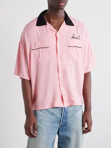 SAINT Mxxxxxx Deck of Cards Convertible-Collar Logo-Embroidered Satin Shirt - Men | Thumbnail 3 SAINT Mxxxxxx Deck of Cards Convertible-Collar Logo-Embroidered Satin Shirt - Men | Thumbnail 3