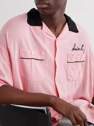 SAINT Mxxxxxx Deck of Cards Convertible-Collar Logo-Embroidered Satin Shirt - Men | Thumbnail 6 SAINT Mxxxxxx Deck of Cards Convertible-Collar Logo-Embroidered Satin Shirt - Men | Thumbnail 6