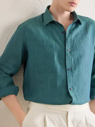 Charvet Linen Shirt - Men | Thumbnail 5 Charvet Linen Shirt - Men | Thumbnail 5