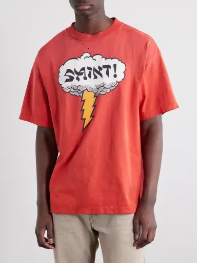 SAINT Mxxxxxx Distressed Logo-Print Cotton-Jersey T-Shirt - Men | Thumbnail 3 SAINT Mxxxxxx Distressed Logo-Print Cotton-Jersey T-Shirt - Men | Thumbnail 3