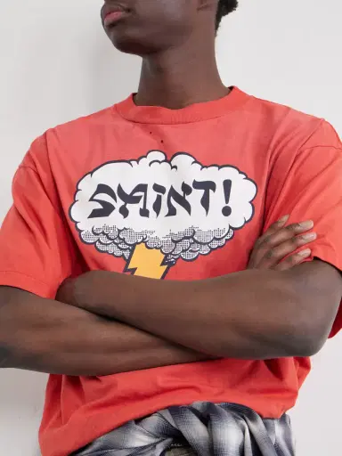 SAINT Mxxxxxx Distressed Logo-Print Cotton-Jersey T-Shirt - Men | Thumbnail 5 SAINT Mxxxxxx Distressed Logo-Print Cotton-Jersey T-Shirt - Men | Thumbnail 5