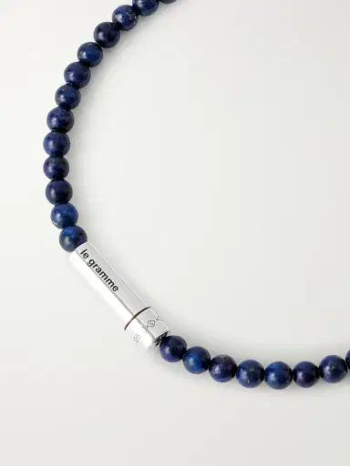 LE GRAMME 11g Sterling Silver Lapis Lazuli Beaded Bracelet - Men | Thumbnail 4 LE GRAMME 11g Sterling Silver Lapis Lazuli Beaded Bracelet - Men | Thumbnail 4