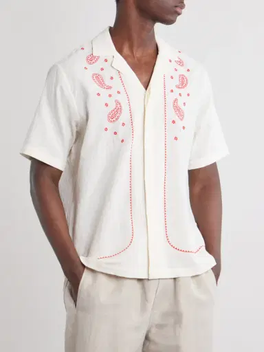 Orlebar Brown Maitan Camp-Collar Embroidered Cotton Shirt - Men | Thumbnail 3 Orlebar Brown Maitan Camp-Collar Embroidered Cotton Shirt - Men | Thumbnail 3