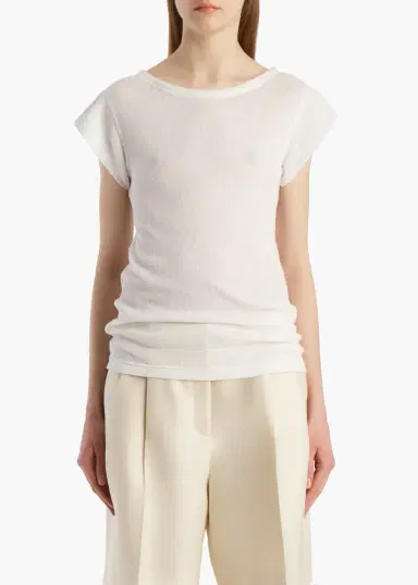Khaite Angel Top In Chalk Cashmere Jersey | Thumbnail 3 Khaite Angel Top In Chalk Cashmere Jersey | Thumbnail 3