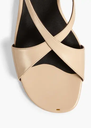 Khaite Liria Ankle Strap Flat Sandal In Nude Glazed Leather | Thumbnail 3 Khaite Liria Ankle Strap Flat Sandal In Nude Glazed Leather | Thumbnail 3