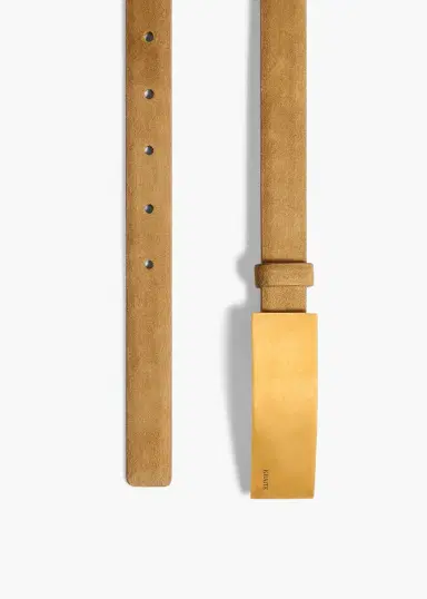 Khaite Berlin Belt In Mud Suede With Antique Gold | Thumbnail 2 Khaite Berlin Belt In Mud Suede With Antique Gold | Thumbnail 2