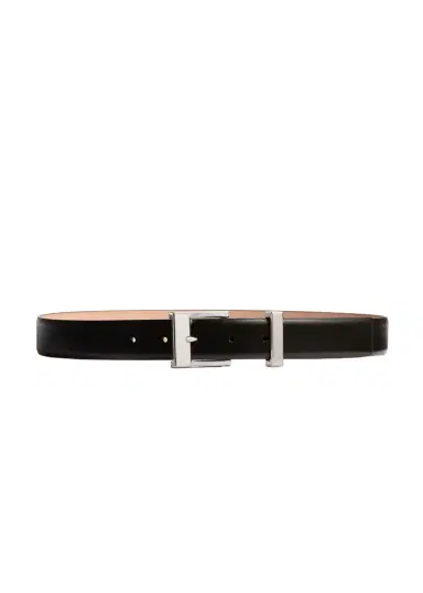 Khaite Medium Manhattan Belt In Black Leather With Silver | Thumbnail 1 Khaite Medium Manhattan Belt In Black Leather With Silver | Thumbnail 1