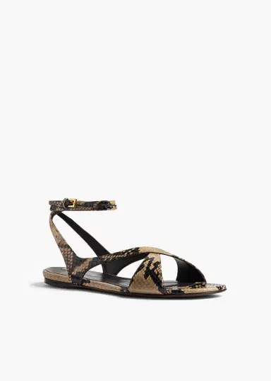 Khaite Liria Ankle Strap Flat Sandal In Python-Embossed Taupe | Thumbnail 2 Khaite Liria Ankle Strap Flat Sandal In Python-Embossed Taupe | Thumbnail 2