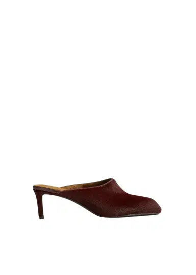 Khaite Colt Low Mule In Rouge Noir Haircalf | Thumbnail 1 Khaite Colt Low Mule In Rouge Noir Haircalf | Thumbnail 1