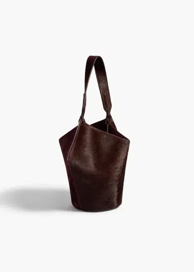 Khaite Mini Lotus Tote In Rouge Noir Suede And Haircalf | Thumbnail 2 Khaite Mini Lotus Tote In Rouge Noir Suede And Haircalf | Thumbnail 2