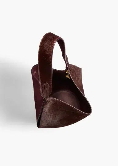 Khaite Mini Lotus Tote In Rouge Noir Suede And Haircalf | Thumbnail 3 Khaite Mini Lotus Tote In Rouge Noir Suede And Haircalf | Thumbnail 3