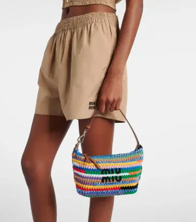 Miu Miu Logo crochet shoulder bag | Thumbnail 4 Miu Miu Logo crochet shoulder bag | Thumbnail 4
