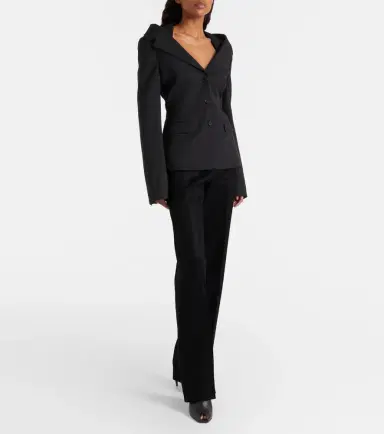 Alexander McQueen Wool grain de poudre straight pants | Thumbnail 5 Alexander McQueen Wool grain de poudre straight pants | Thumbnail 5