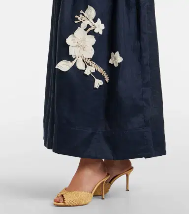 Agua by Agua Bendita Sula floral-appliqué linen maxi dress | Thumbnail 4 Agua by Agua Bendita Sula floral-appliqué linen maxi dress | Thumbnail 4