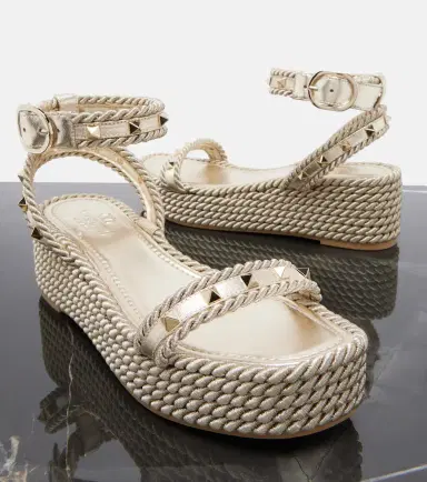 Valentino Garavani Rockstud Torchon leather espadrille sandals | Thumbnail 4 Valentino Garavani Rockstud Torchon leather espadrille sandals | Thumbnail 4