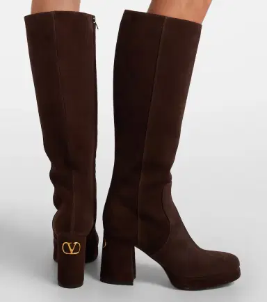 Valentino Garavani Fawcette VLogo suede knee-high boots | Thumbnail 6 Valentino Garavani Fawcette VLogo suede knee-high boots | Thumbnail 6