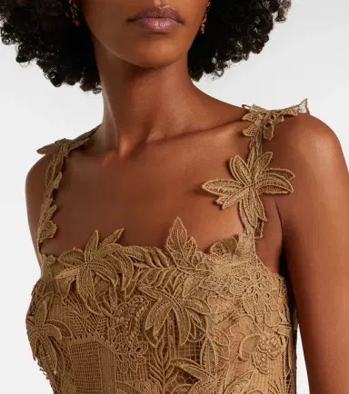 Oscar de la Renta Floral guipure lace midi dress | Thumbnail 3 Oscar de la Renta Floral guipure lace midi dress | Thumbnail 3